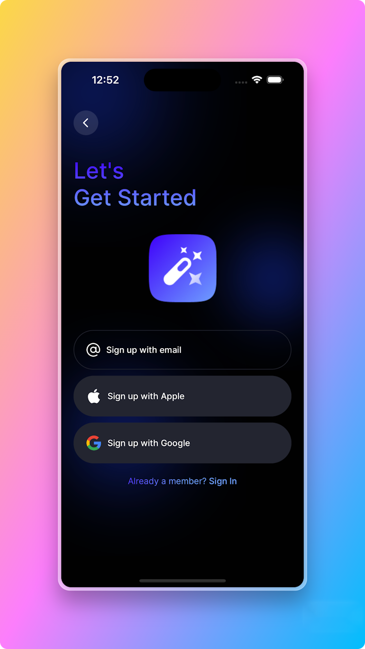 React Native Starter AI Authentication Screen