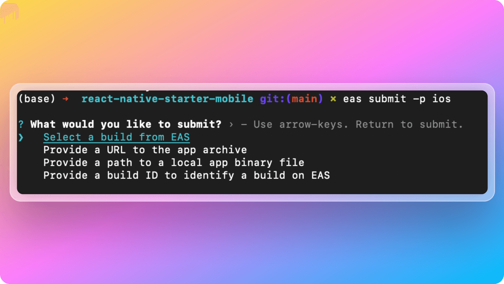 EAS submit command asking submit method