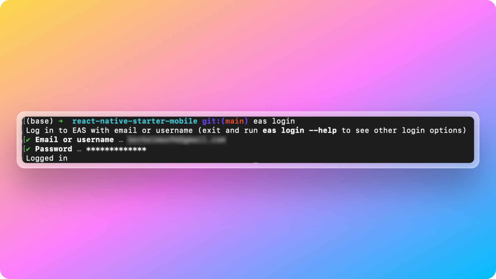 eas login command on terminal