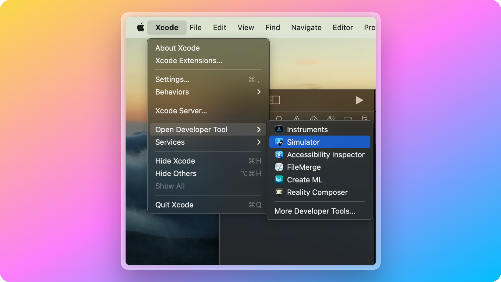 Opening simulator through xCode