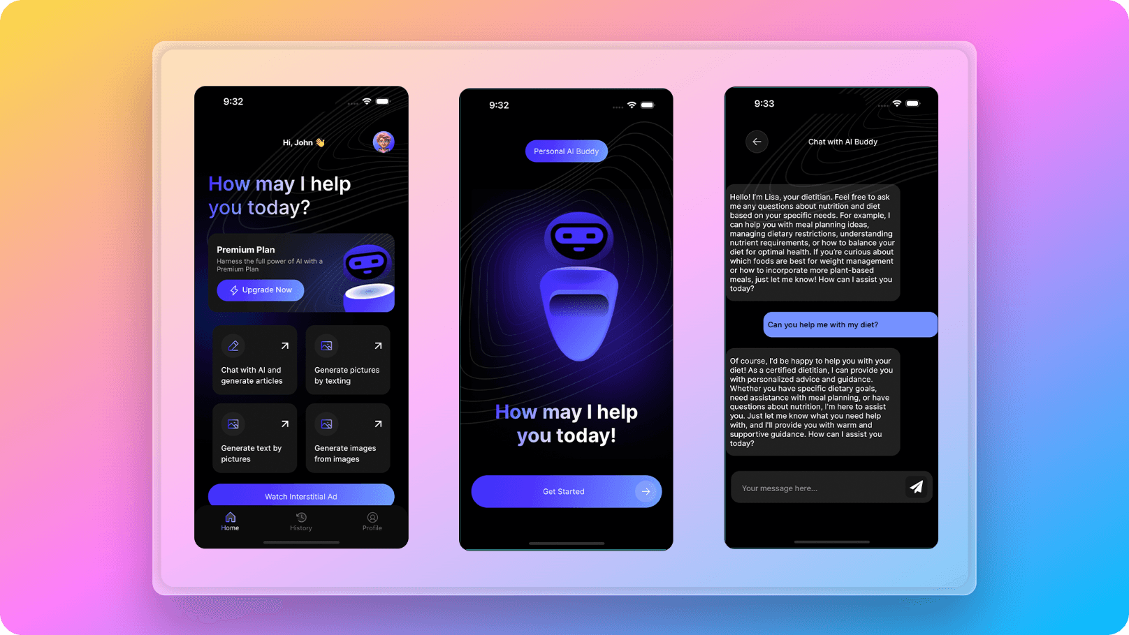 React Native Starter AI chat flow screens